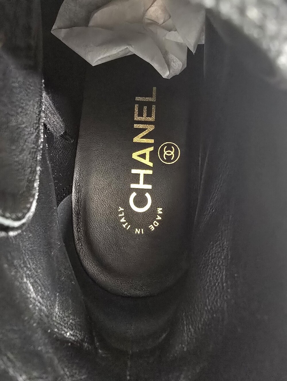 CHANEL Black Velvet Lace-Up Ankle Boots with Logo - Picture 7 of 12